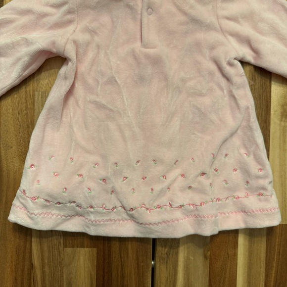 Vintage Carters soft pink long sleeve flower embroidered dress with collar 9-12m - Picture 3 of 7